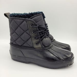 Eddie Bauer Vintage Black Quilted Waterproof Lined Snow Duck Boot Lace Up Size 7